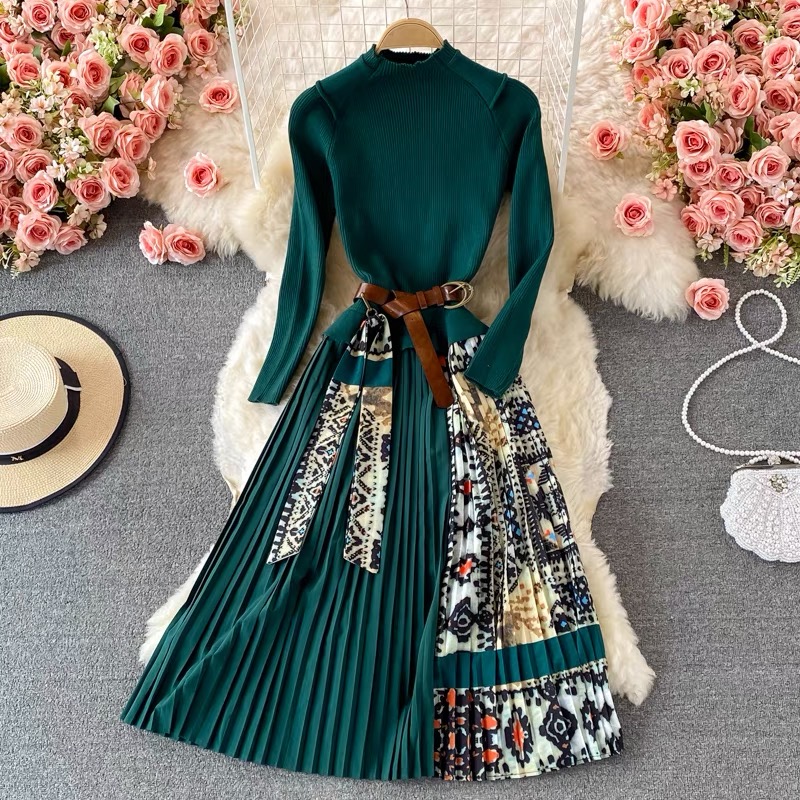 Lunch day print dress & belt FD13 image